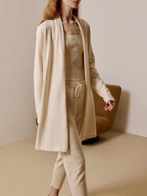 Cardigan Minimal Alongado Cru — Anselmi
