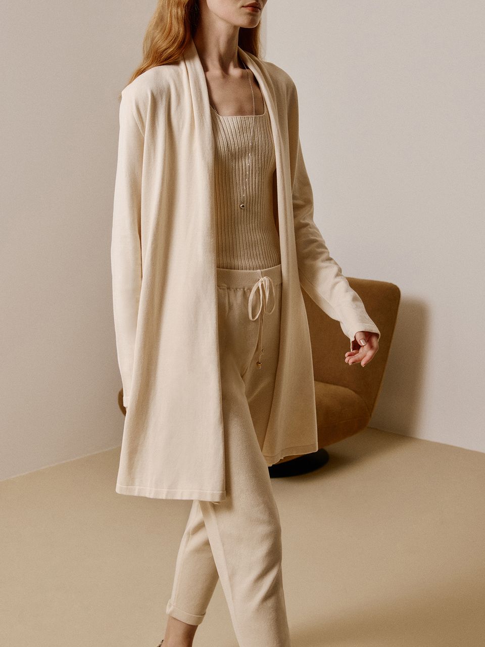 Cardigan Minimal Alongado Cru