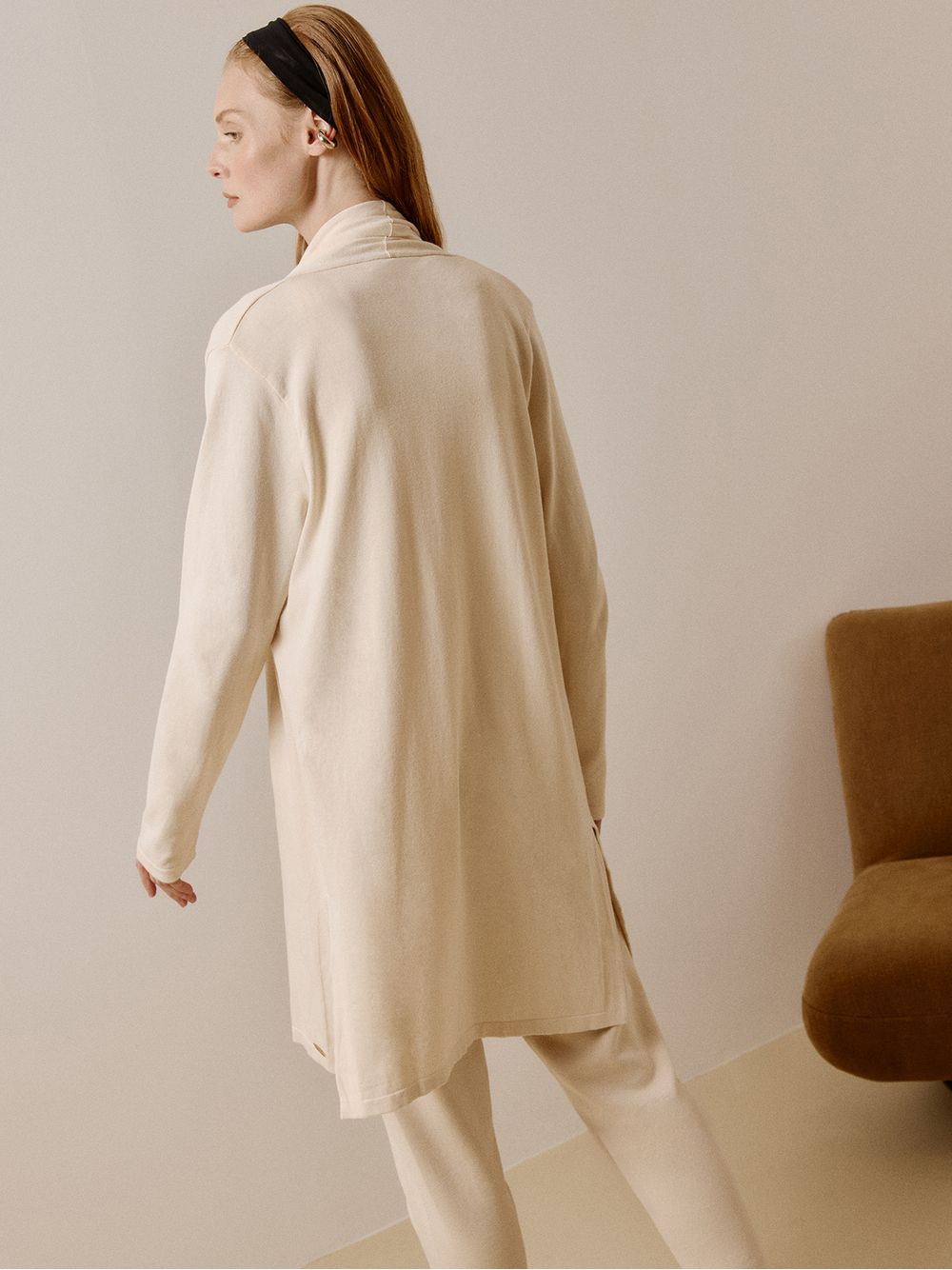 Anselmi — Cardigan Minimal Alongado Cru