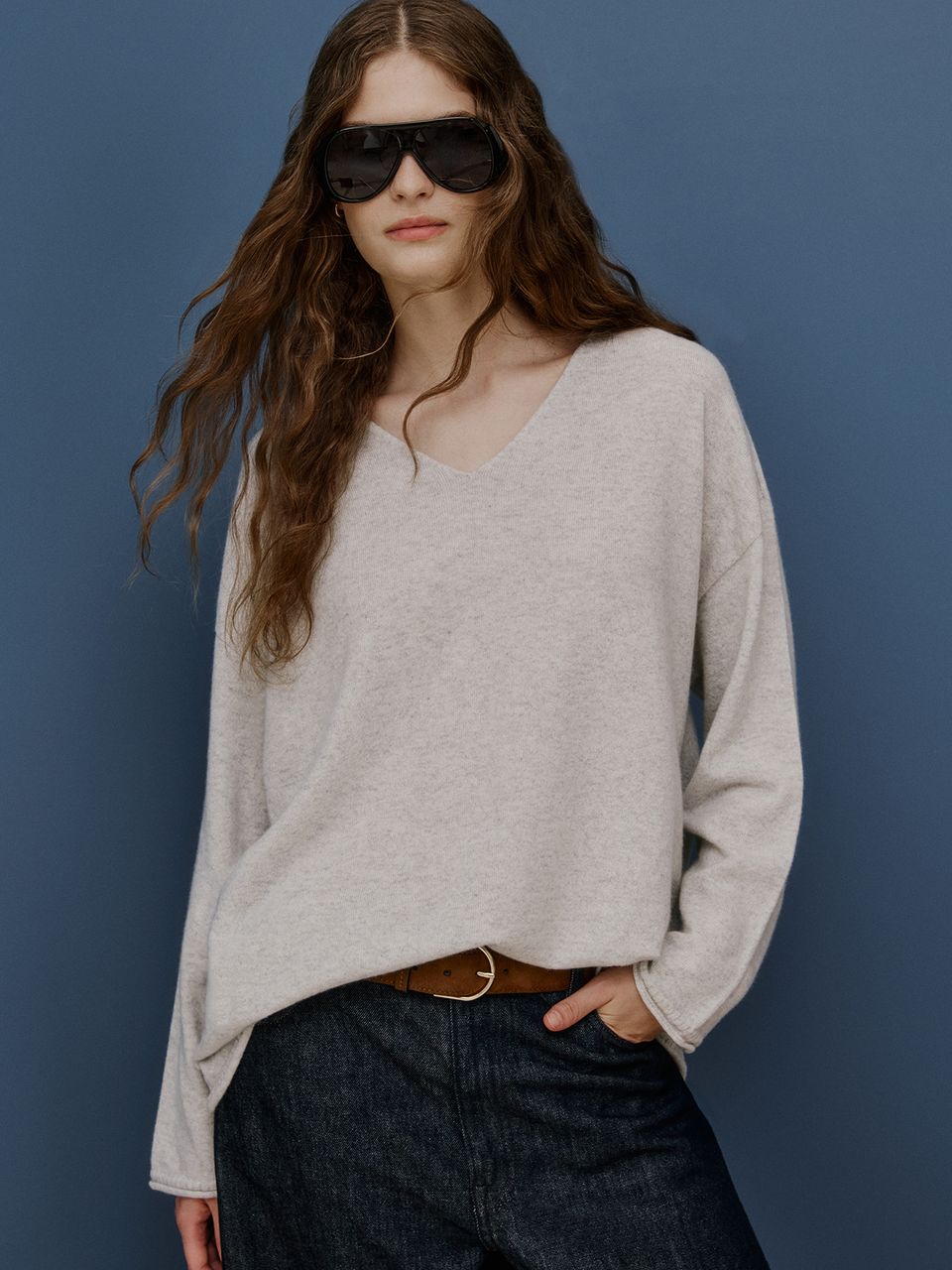 Blusa Anselmi 100% Cashmere Cinza