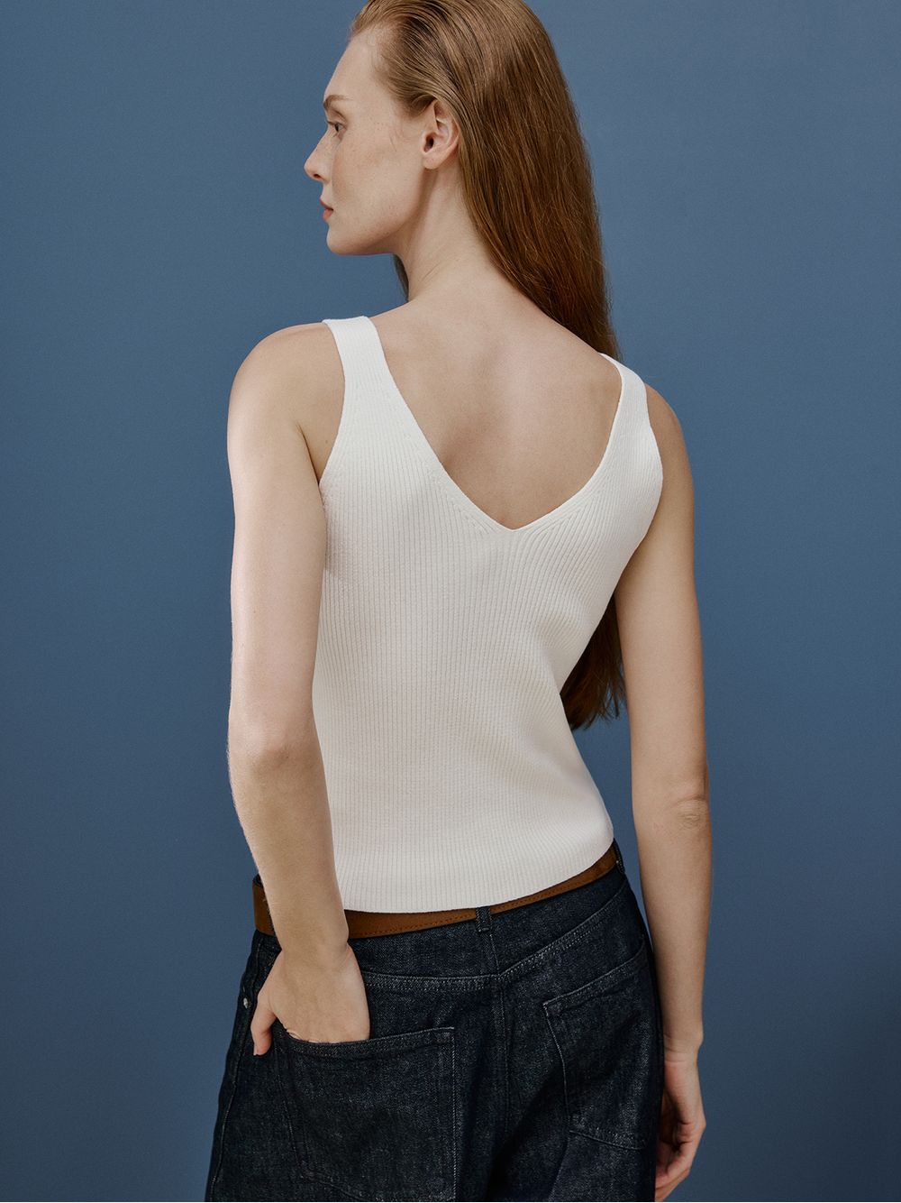 Anselmi — Regata Canelada Decote V Off White