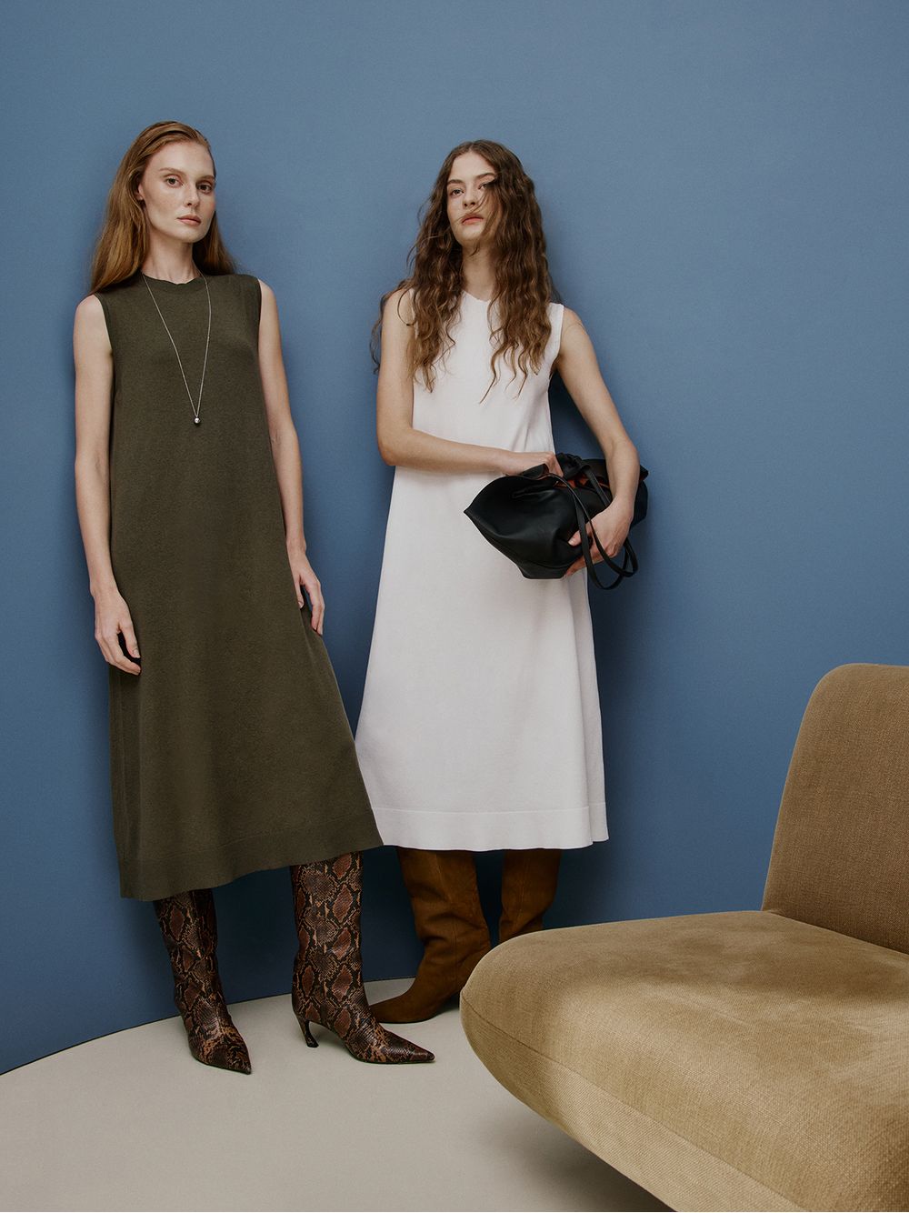 Anselmi — Vestido Midi Sem Mangas Off White