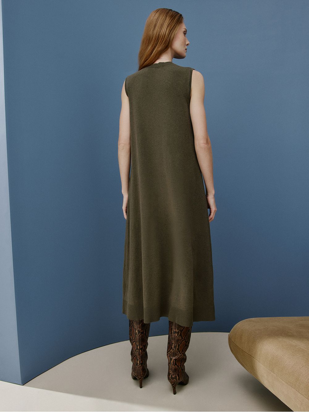 Anselmi — Vestido Midi Sem Mangas Militar