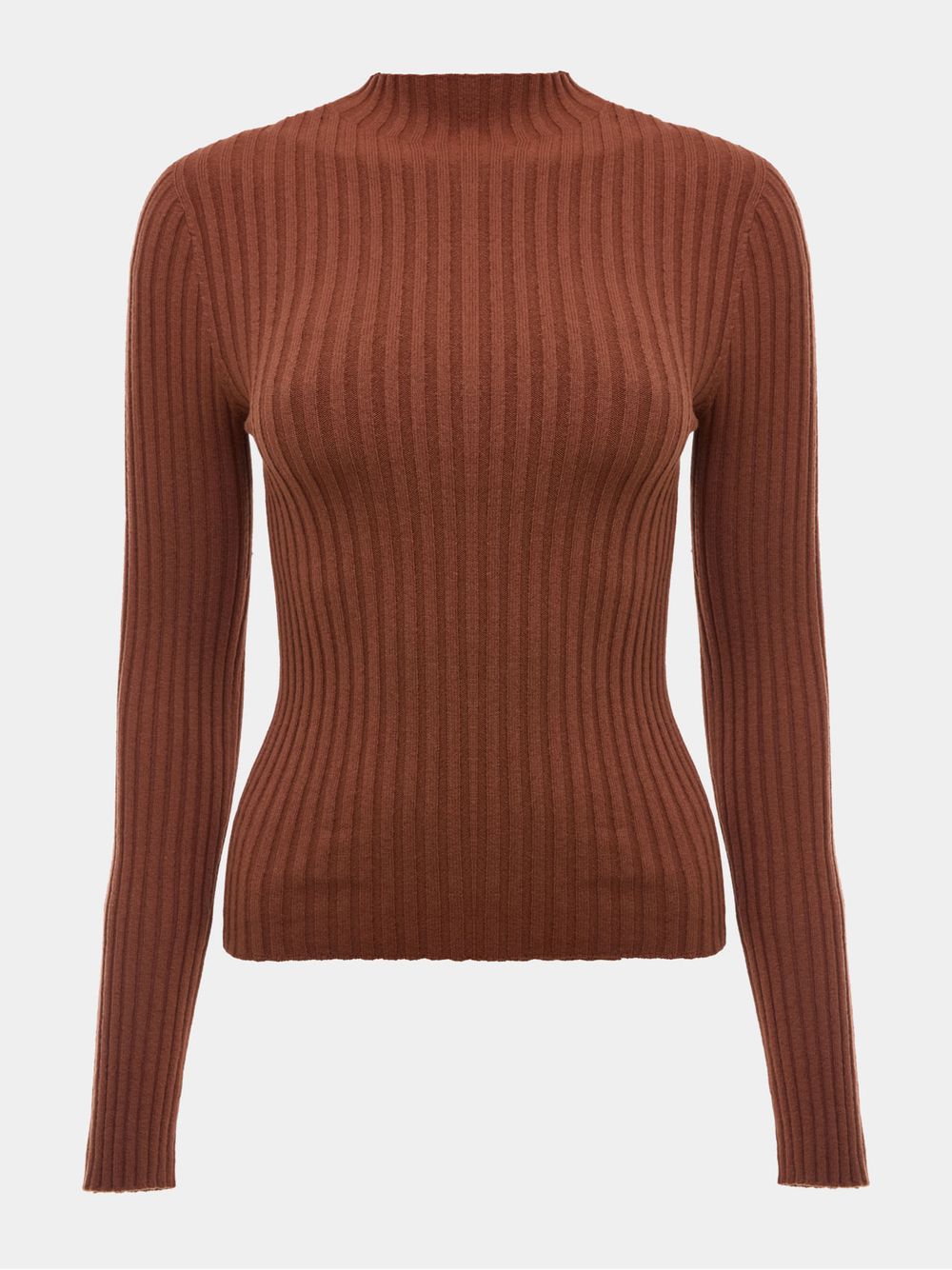 Anselmi — Blusa Canelada Gola Chaminé Camurça
