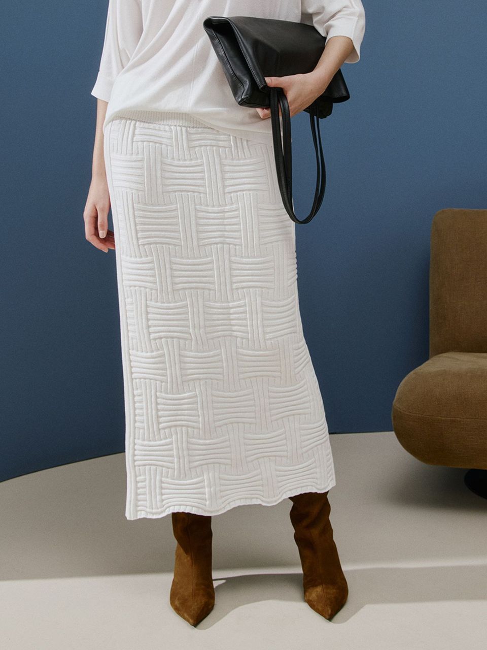 Saia Midi Entre Tramas Off White