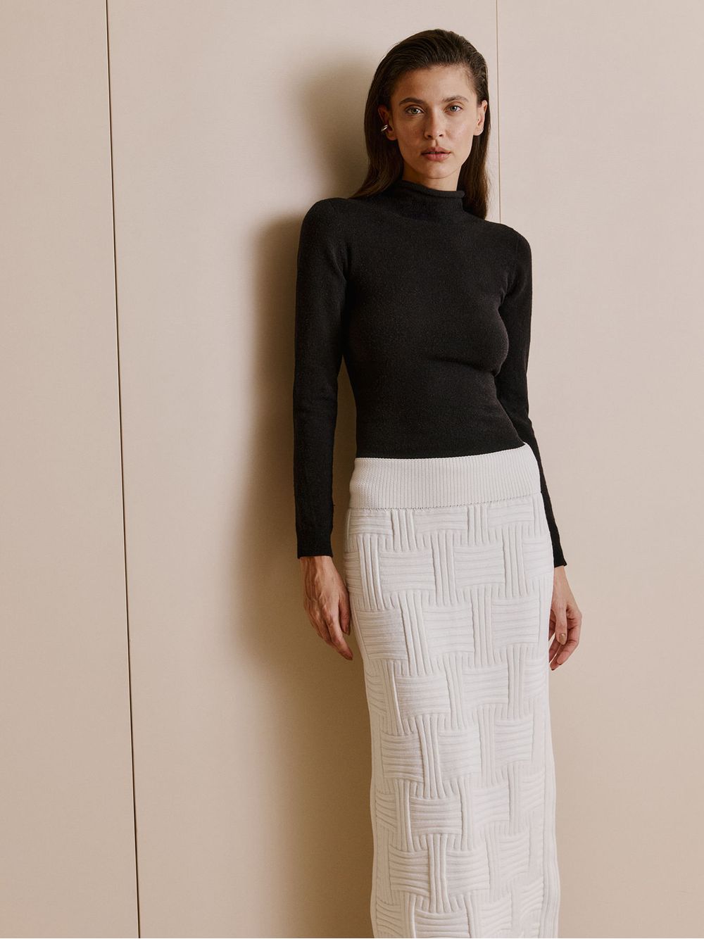Anselmi — Saia Midi Entre Tramas Off White