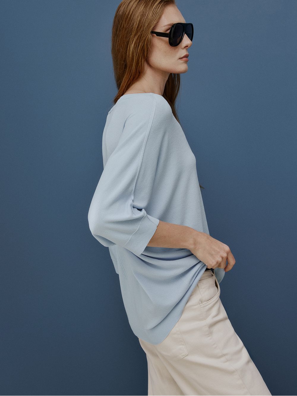 Anselmi — Blusa Ampla 3D Azul Gelo
