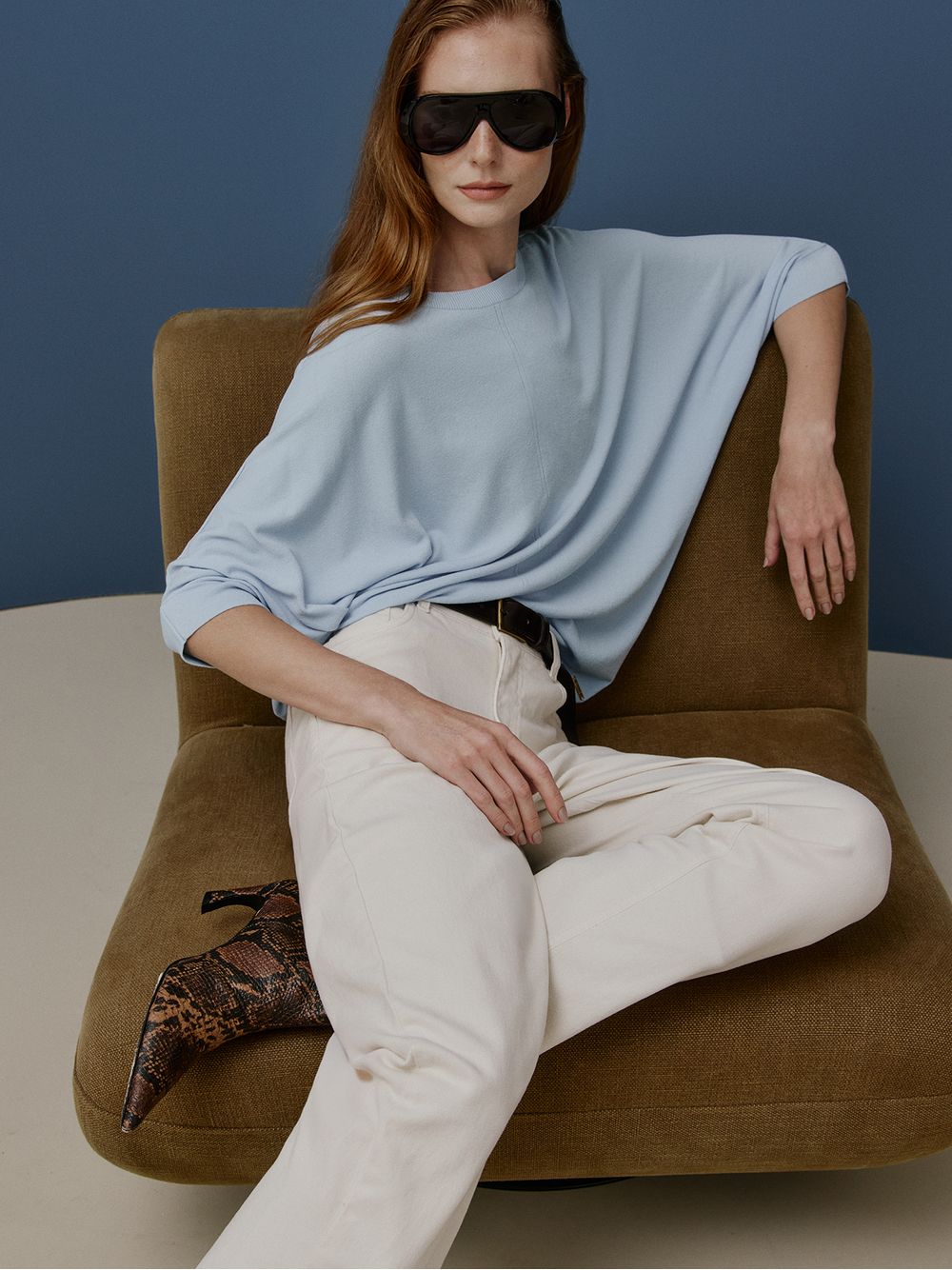 Anselmi — Blusa Ampla 3D Azul Gelo