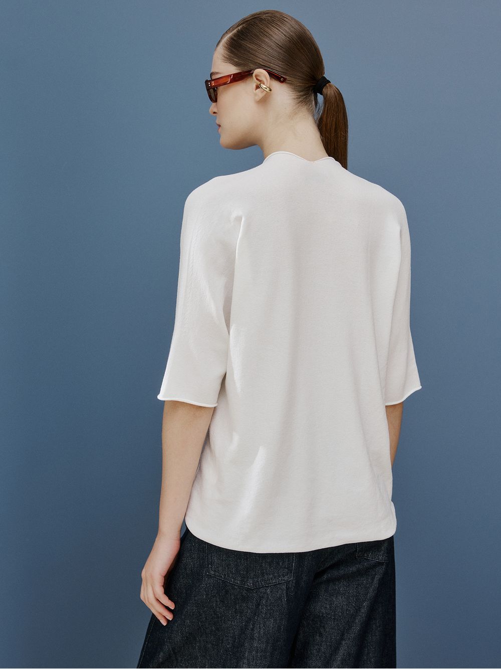 Anselmi — Blusa 3D Mangas Curtas Off White