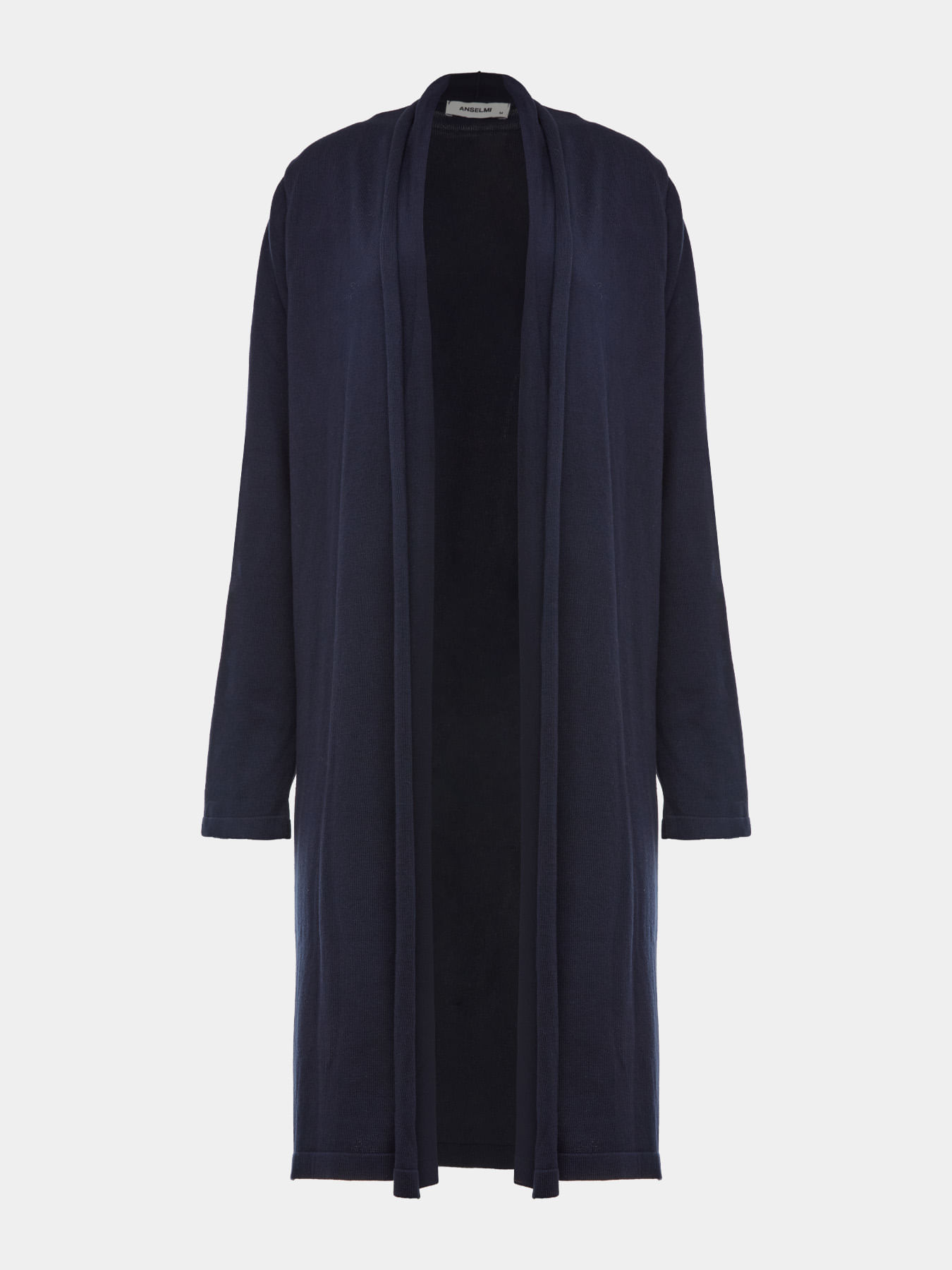 Cardigan Minimal Alongado Azul Meia Noite — Anselmi