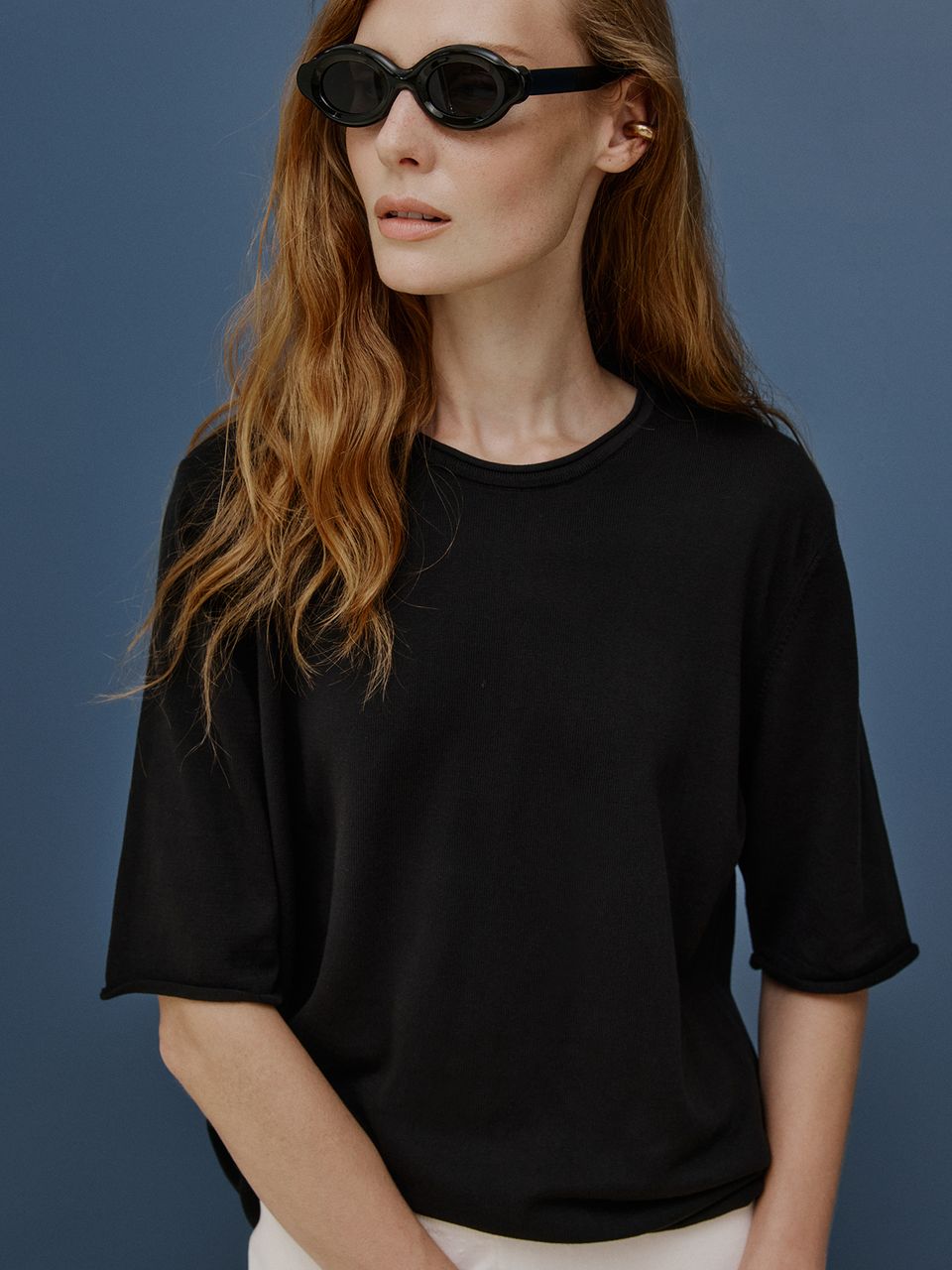 Blusa Básica Manga Rolinho Preto