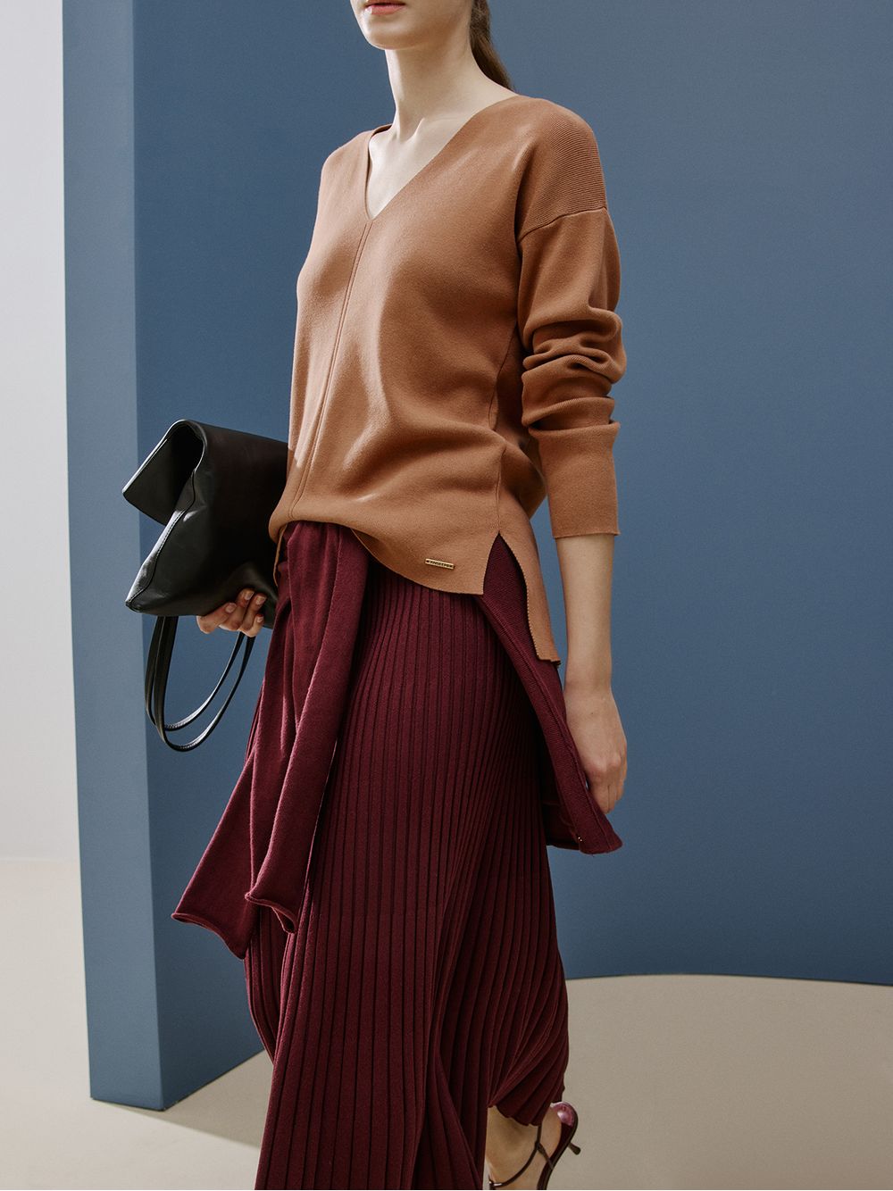 Anselmi — Blusa Minimal em Decote V Bombom