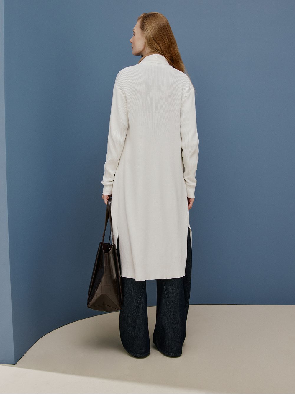 Anselmi — Cardigan Alongado com Fendas Off White