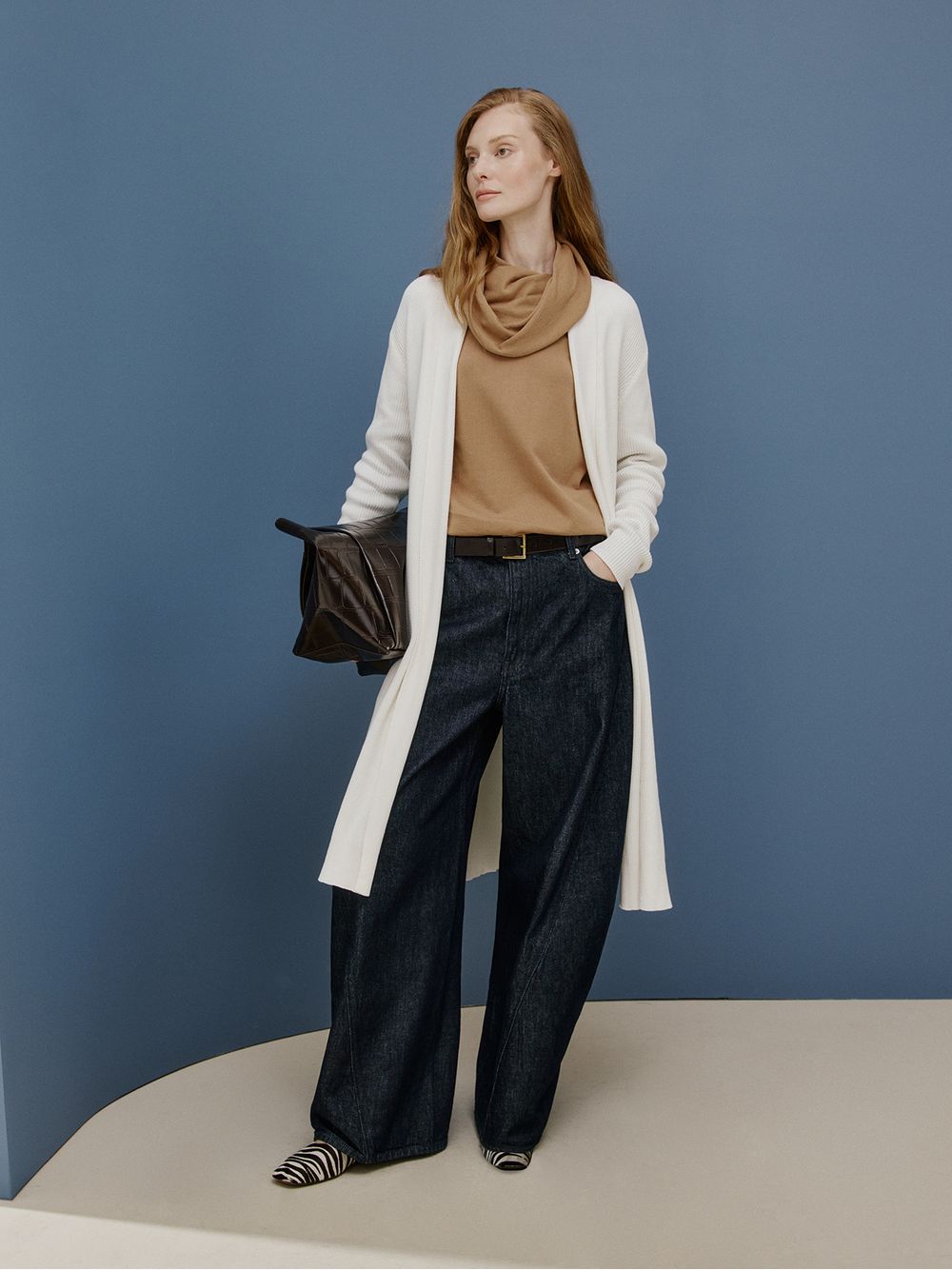 Anselmi — Cardigan Alongado com Fendas Off White