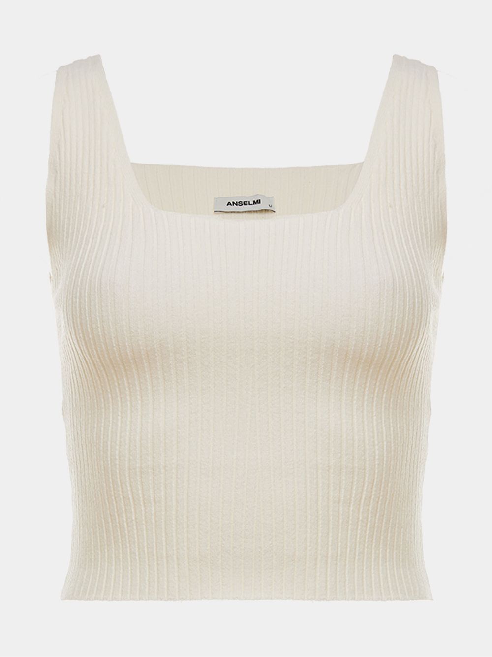 Anselmi — Top Cropped Decote Quadrado Off White