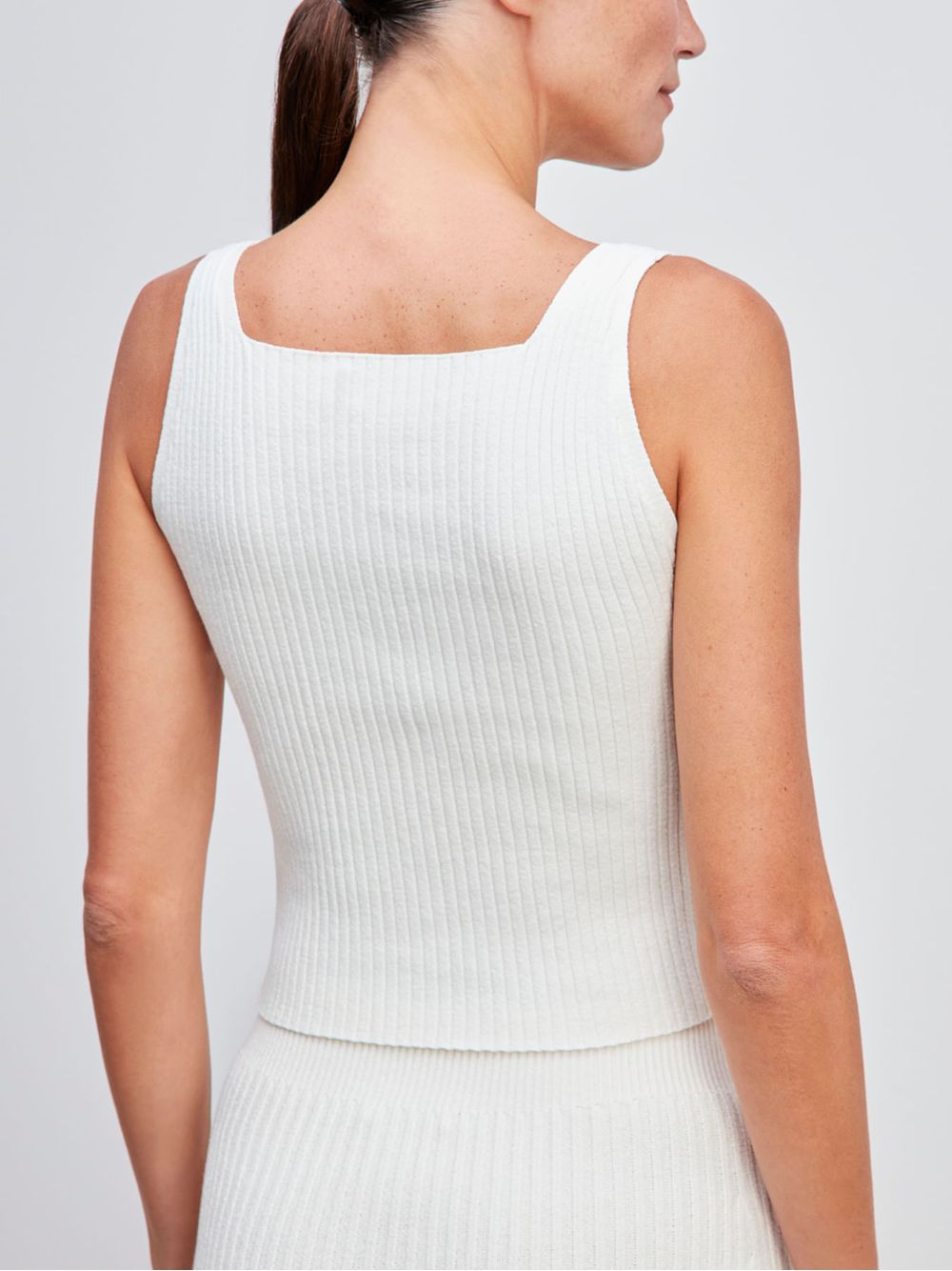 Anselmi — Top Cropped Decote Quadrado Off White