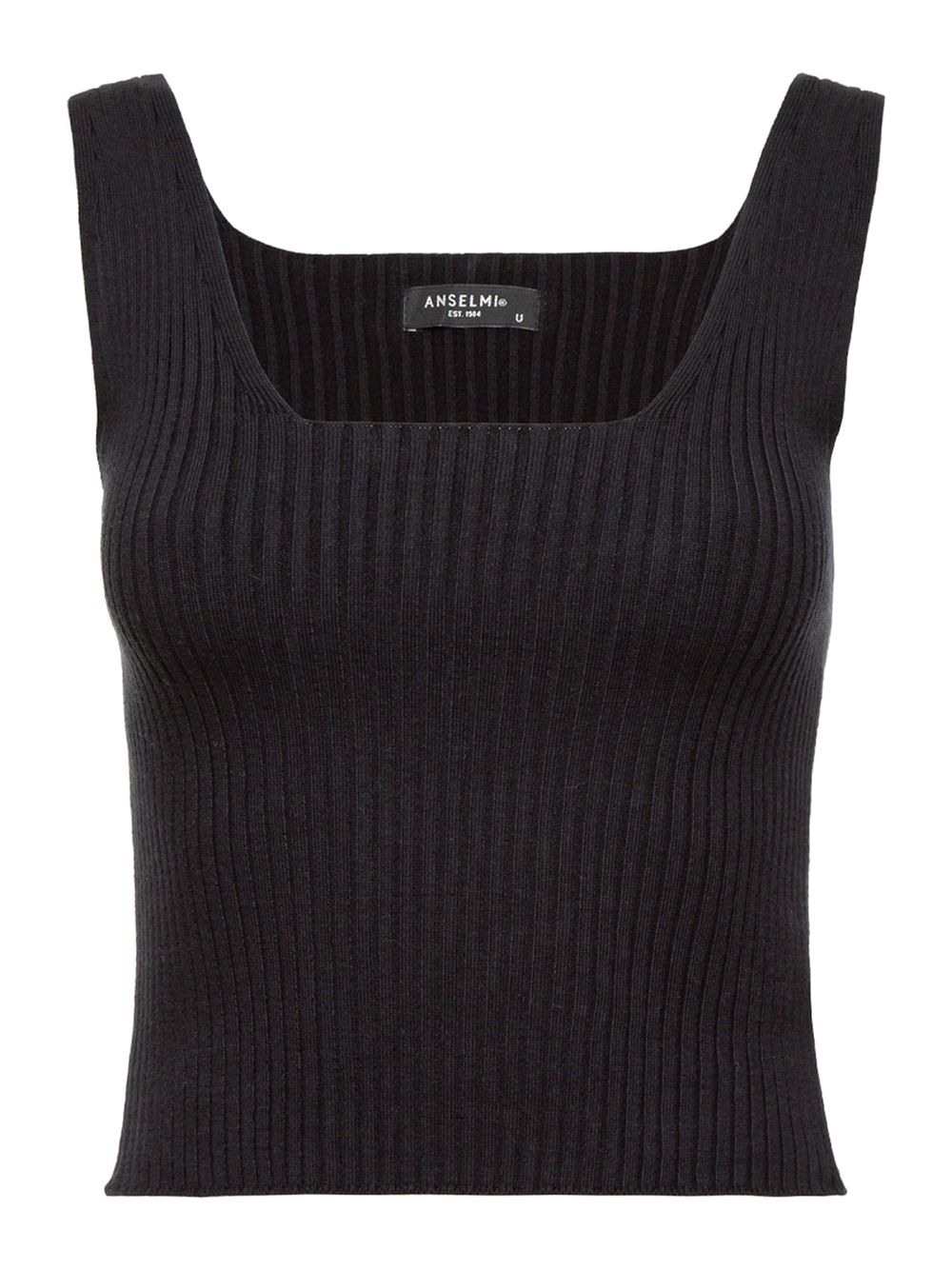 Anselmi — Top Cropped Decote Quadrado Preto