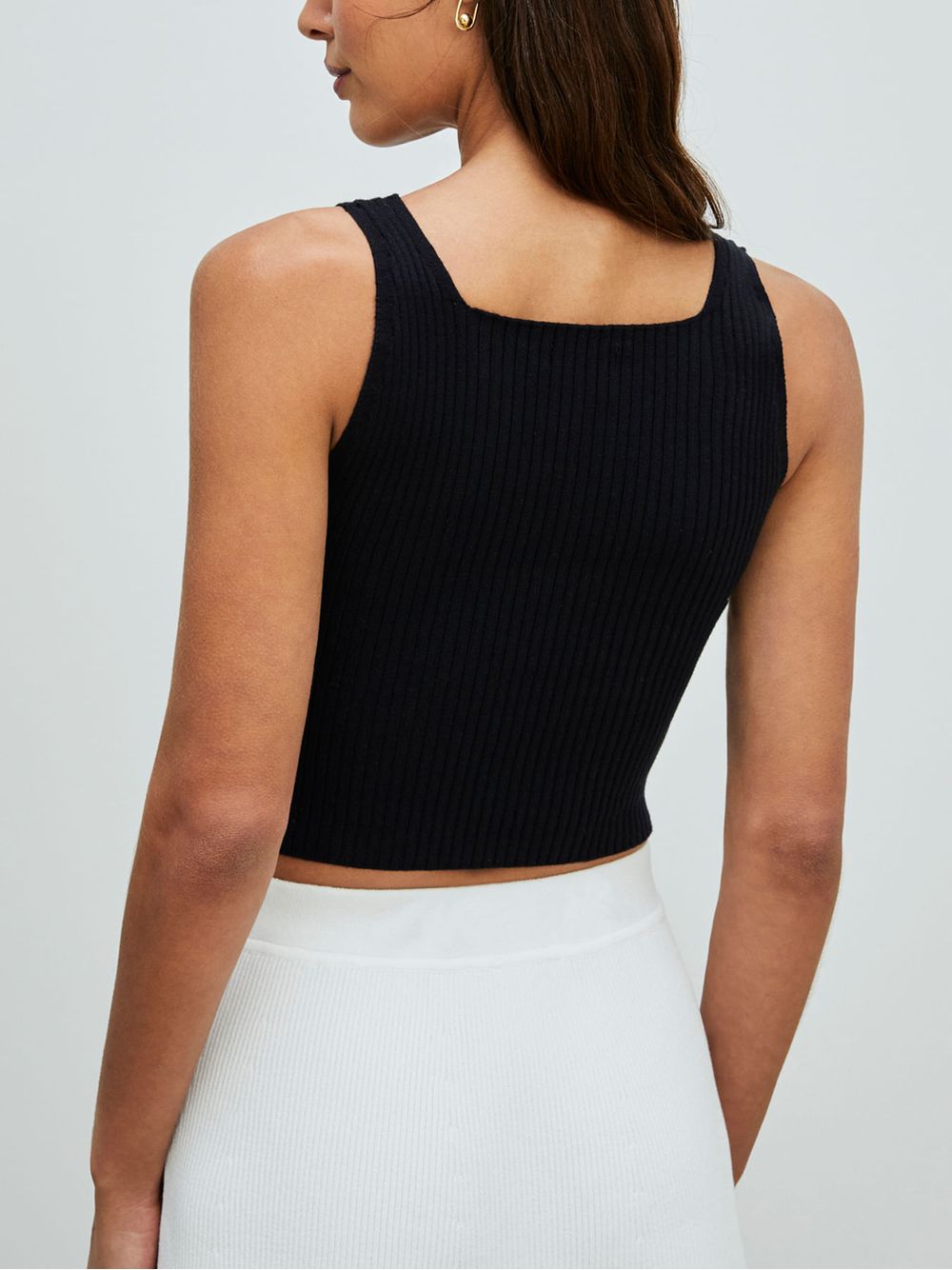 Anselmi — Top Cropped Decote Quadrado Preto