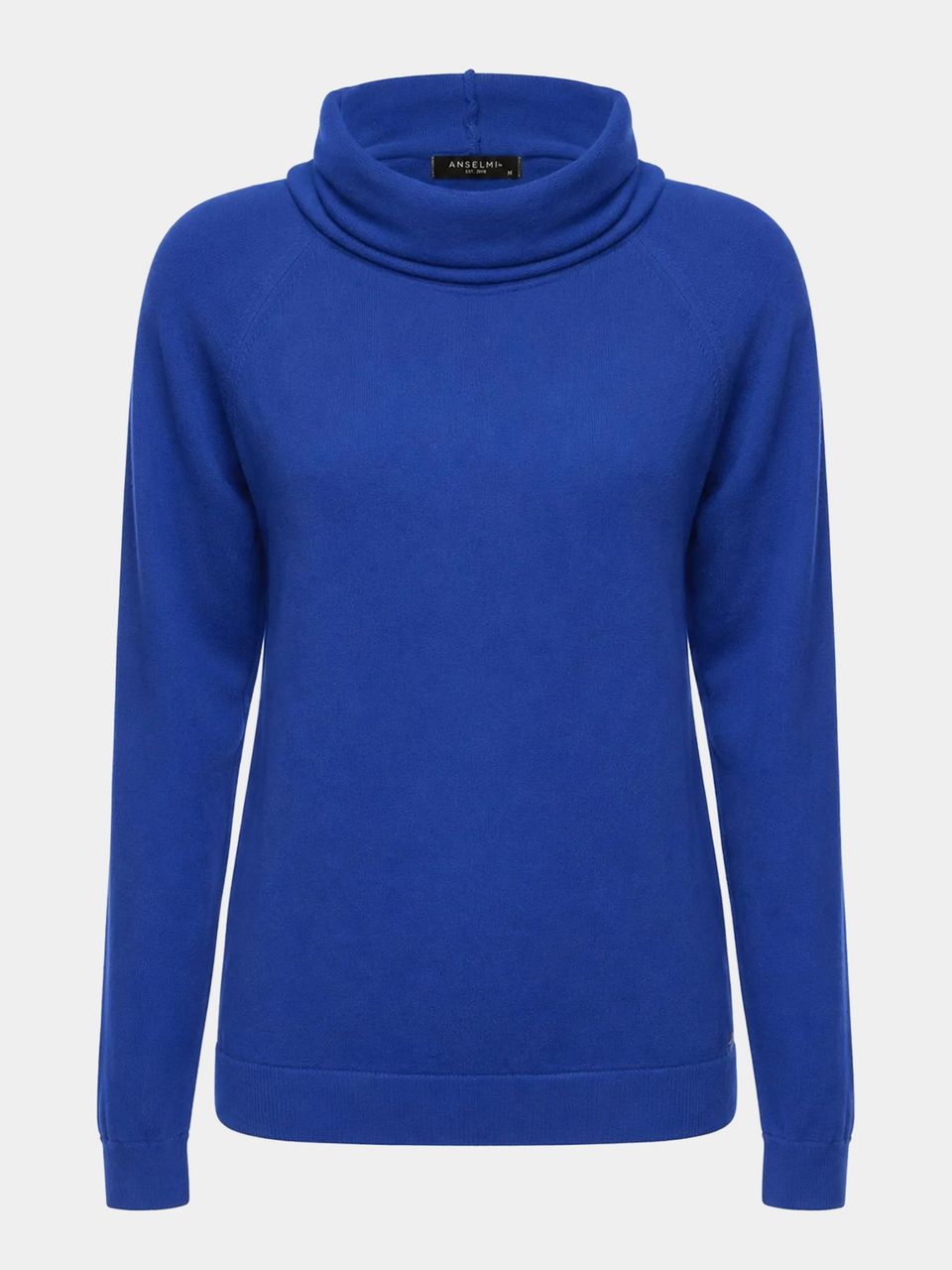 Blusa Básica com Gola Alta Azul Cobalto