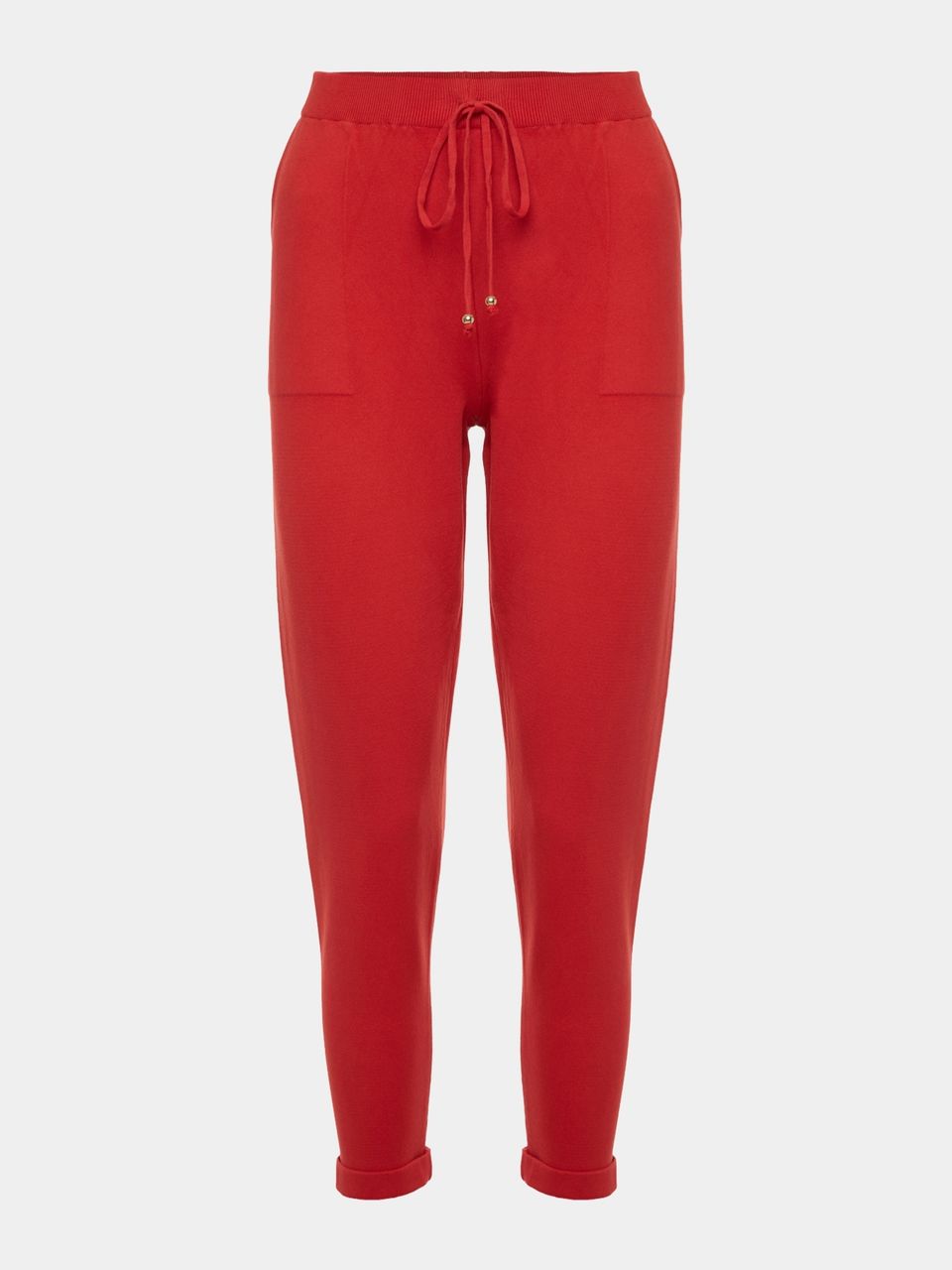 Calça em Tricô com Barra Italiana Vermelho