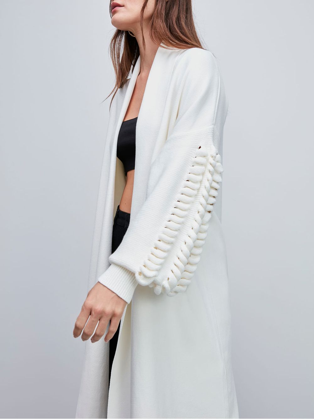Anselmi — Casaco Alongado Com Tranças Off white