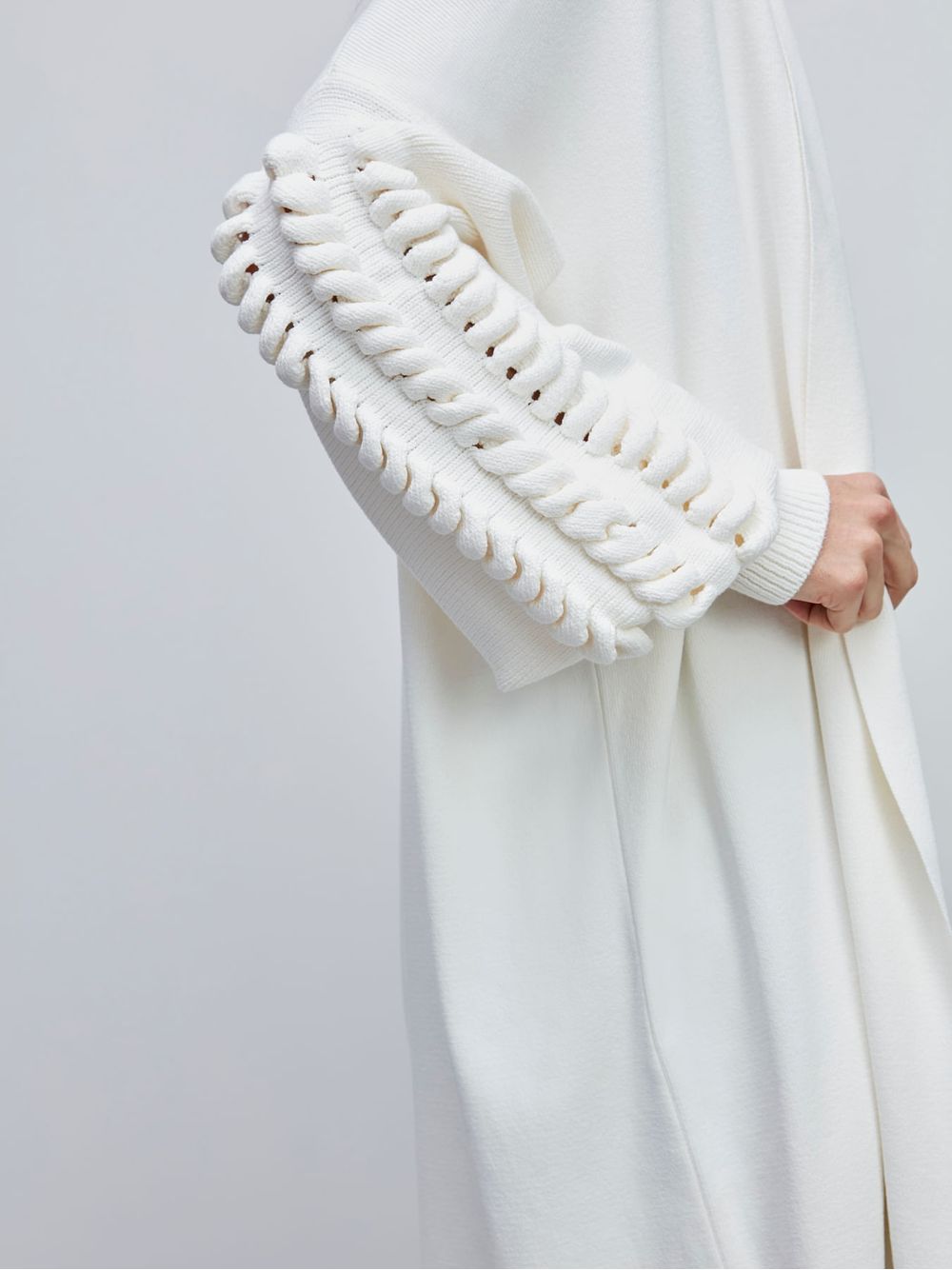 Anselmi — Casaco Alongado Com Tranças Off white