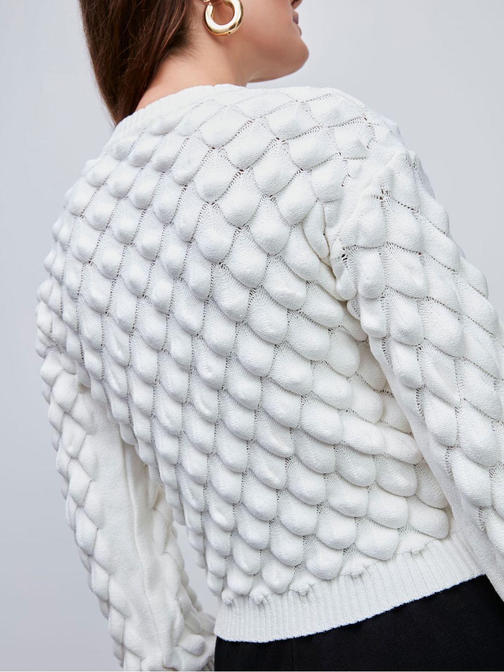 Anselmi — Blusa Manga Longa Escamas Off White
