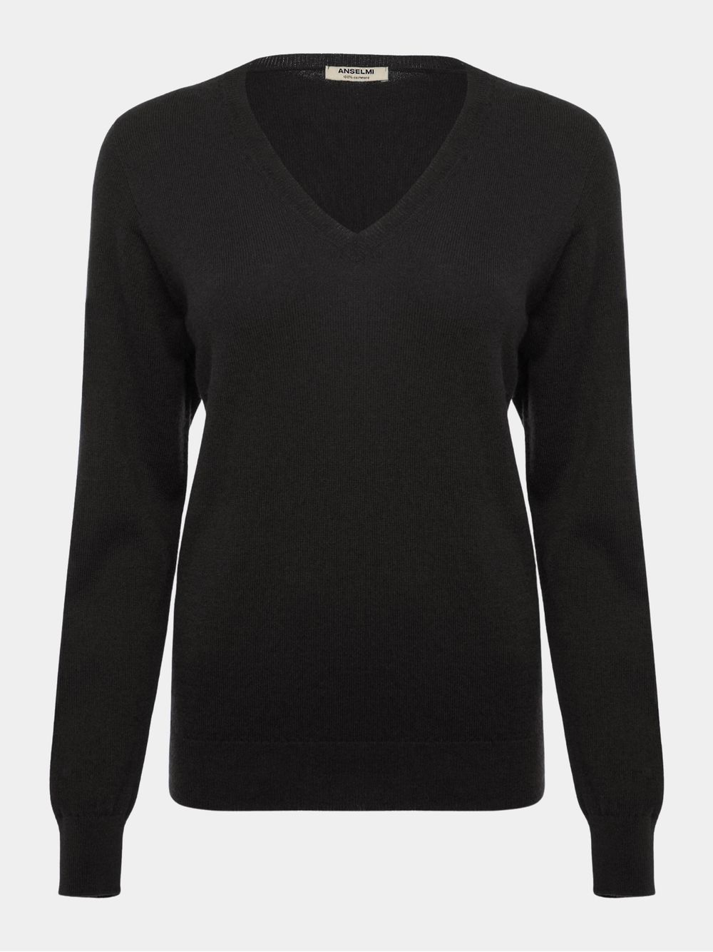 Anselmi — Básica 100% Cashmere Gola V Preto