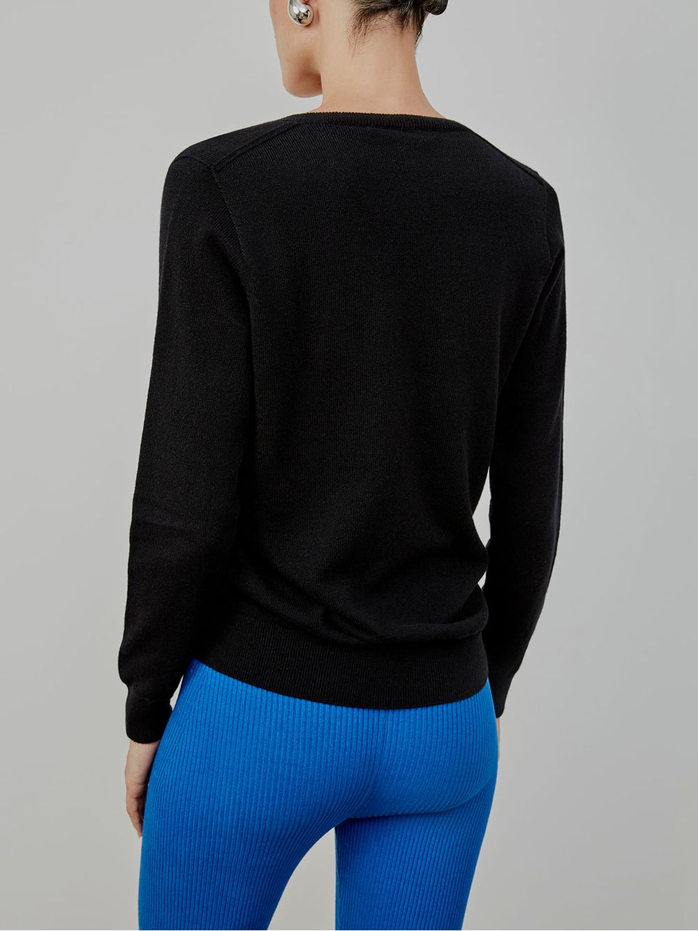 Anselmi — Básica 100% Cashmere Gola V Preto