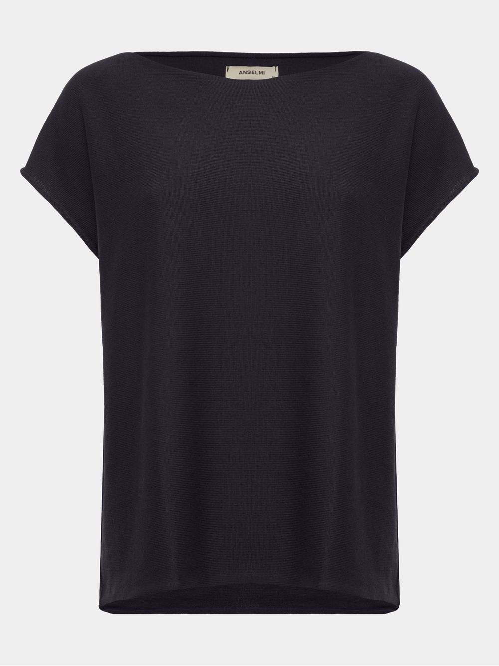 Anselmi — Blusa Ampla Decote Canoa Preto