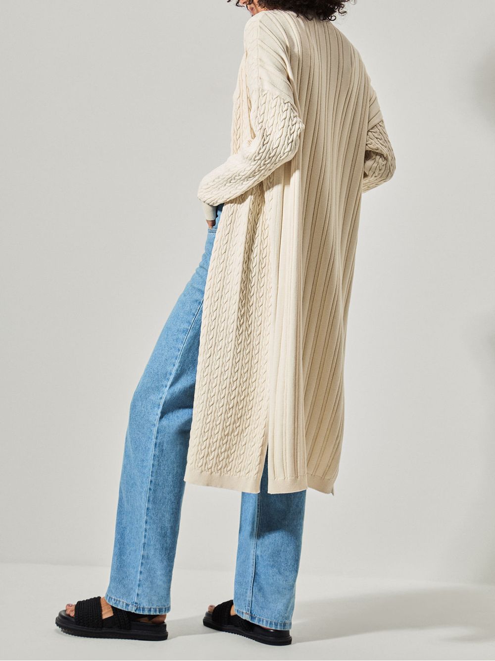 Anselmi — Cardigan Alongado Tranças Cru