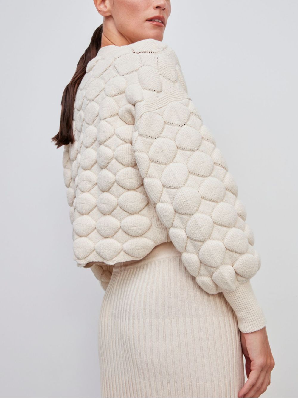 Anselmi — Casaco Maxi Bolas Cru