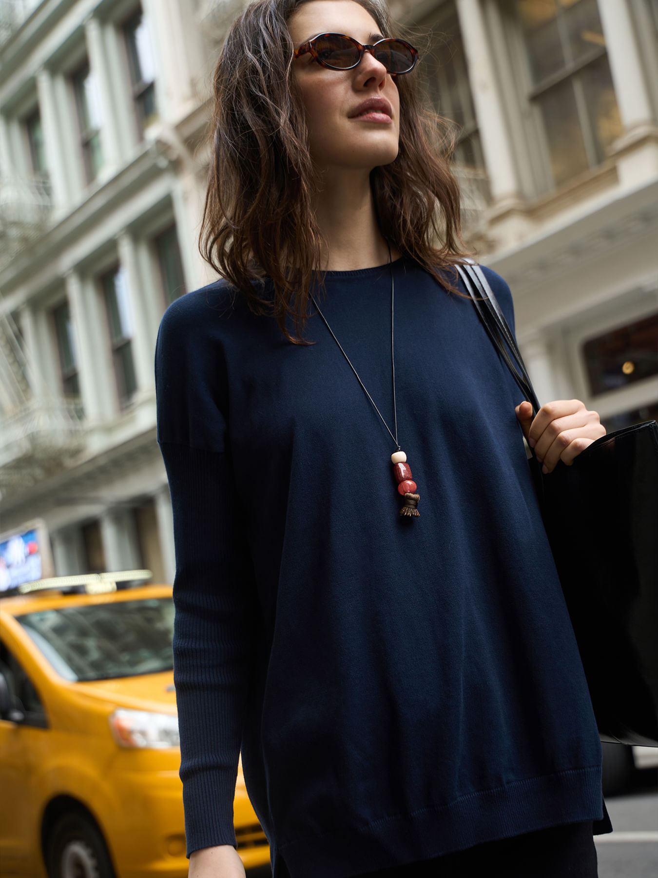 Blusa Básica Ampla Azul Meia Noite — Anselmi