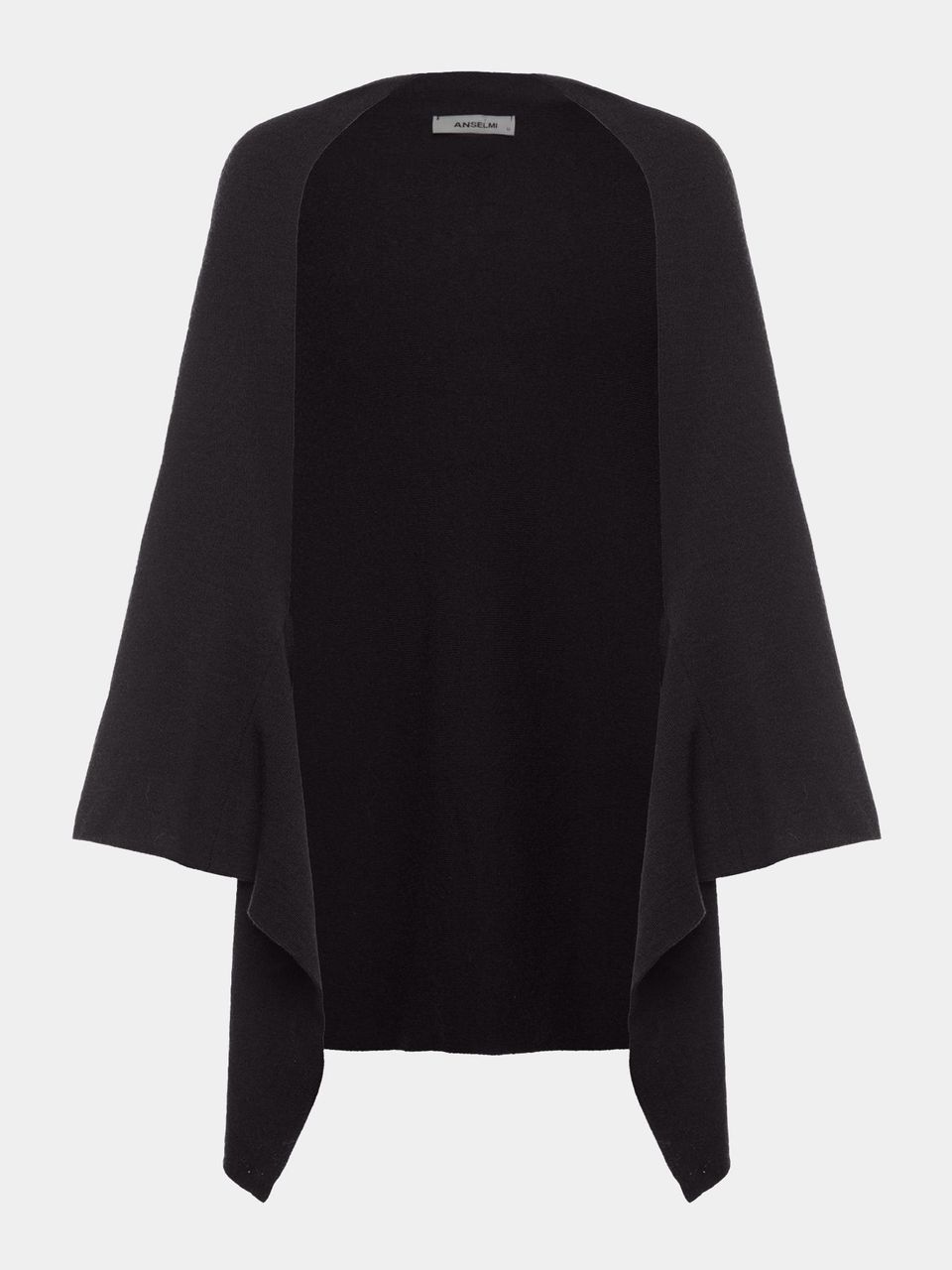 Capa Ampla de Tricô em Lã Merino Preto
