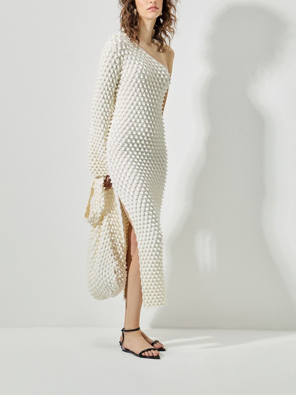Vestido Assimétrico Colméia Off White