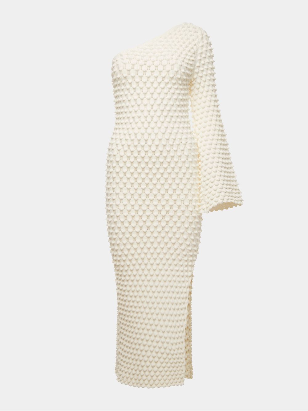 Anselmi — Vestido Assimétrico Colméia Off White