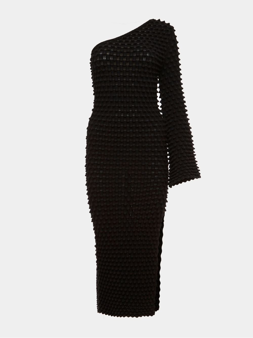 Anselmi — Vestido Assimétrico Colméia Preto