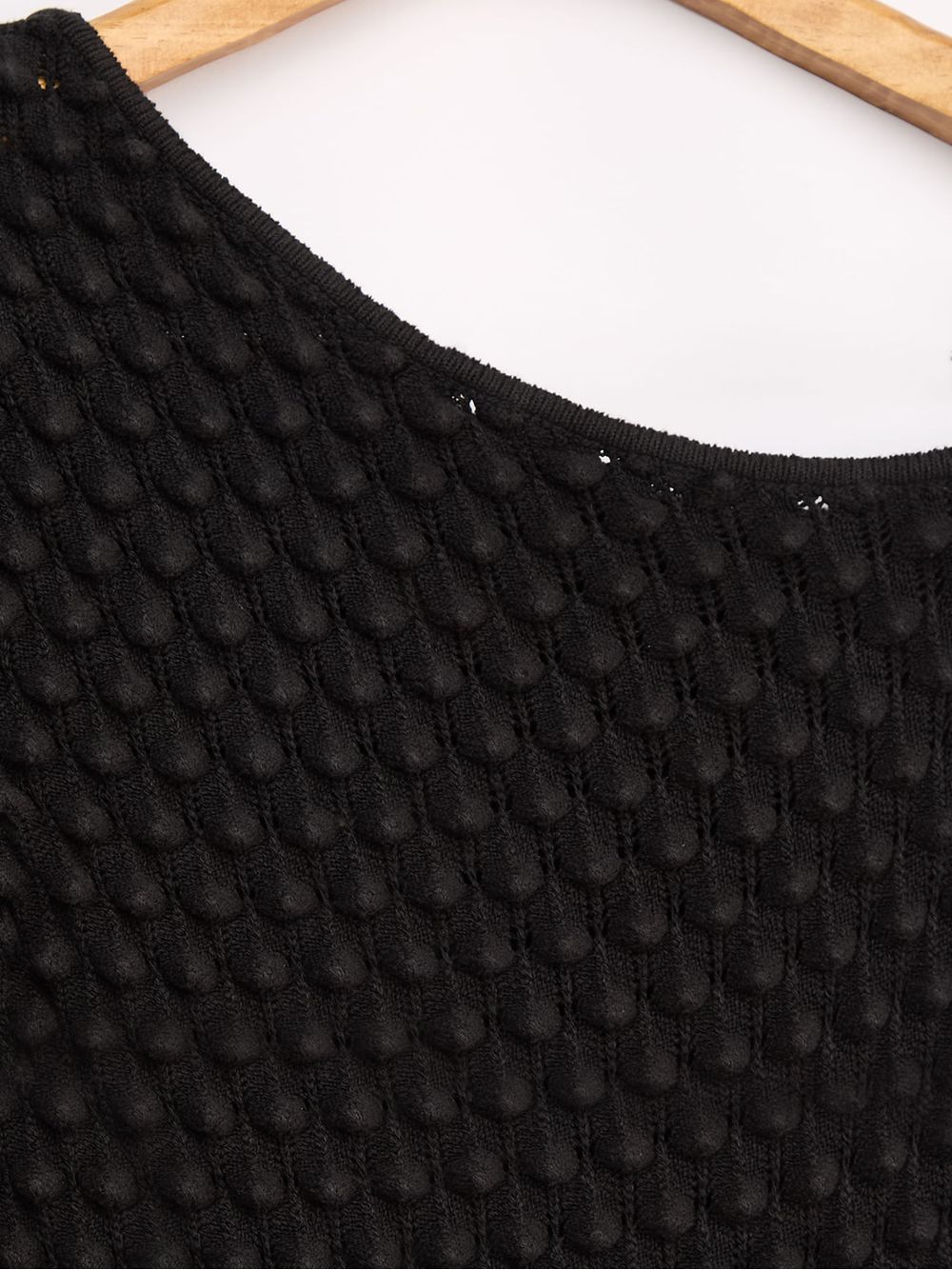 Anselmi — Vestido Assimétrico Colméia Preto