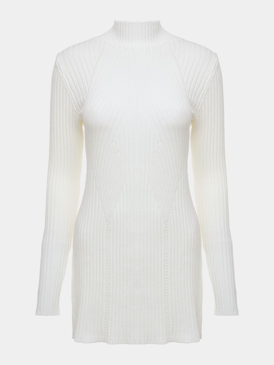 Túnica Longa de Tricô com Aberturas Laterais Off White