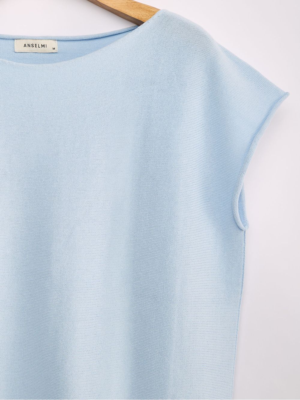 Anselmi — Blusa Ampla Decote Canoa Azul Celeste