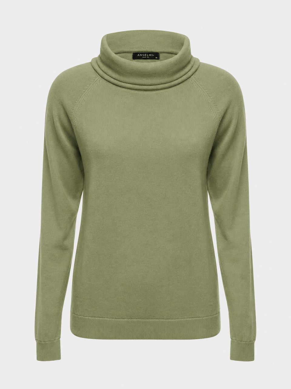 Blusa Básica com Gola Alta Verde Oliva