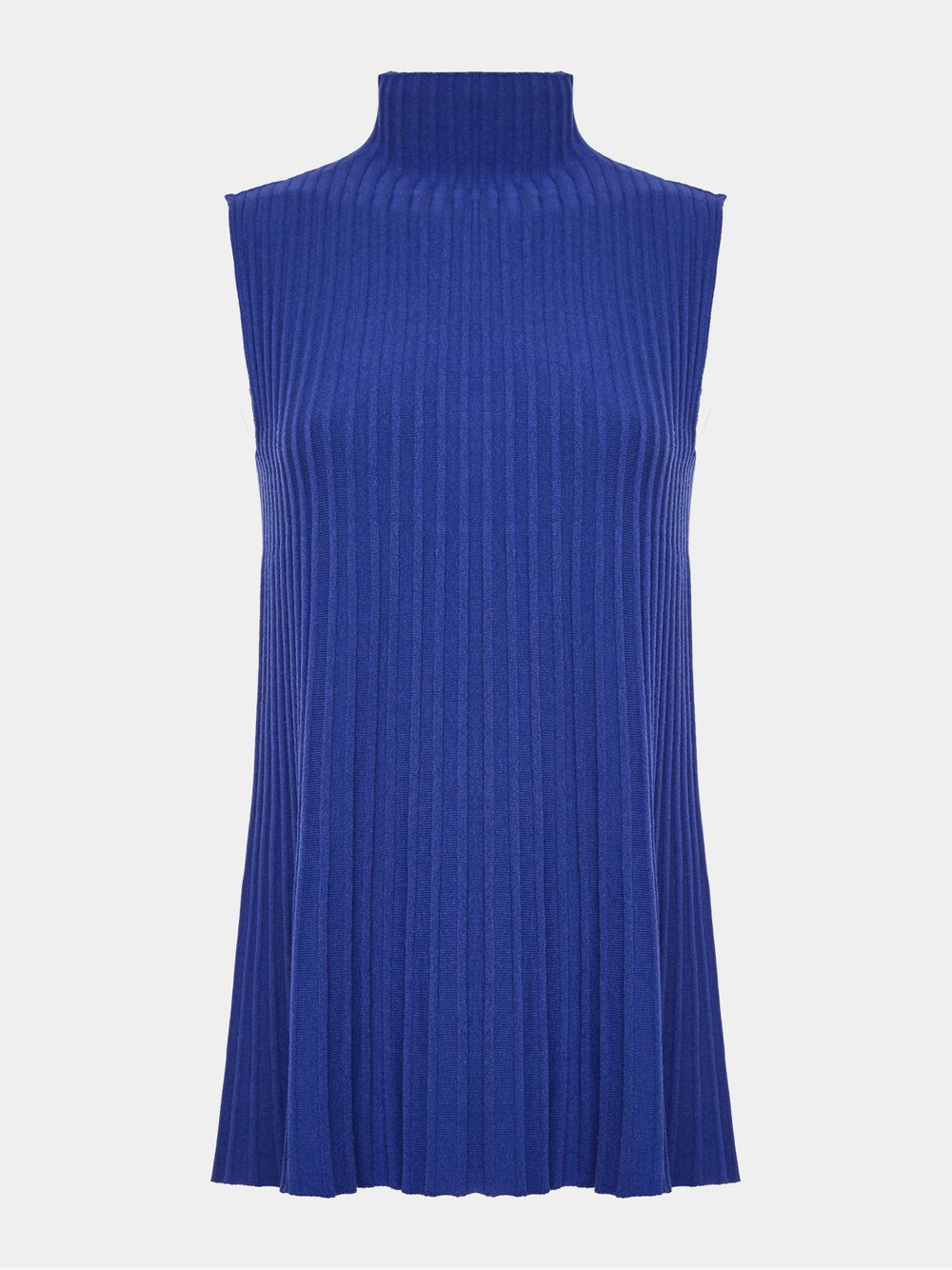 Anselmi — Blusa Plissada Gola Alta Azul Abissal