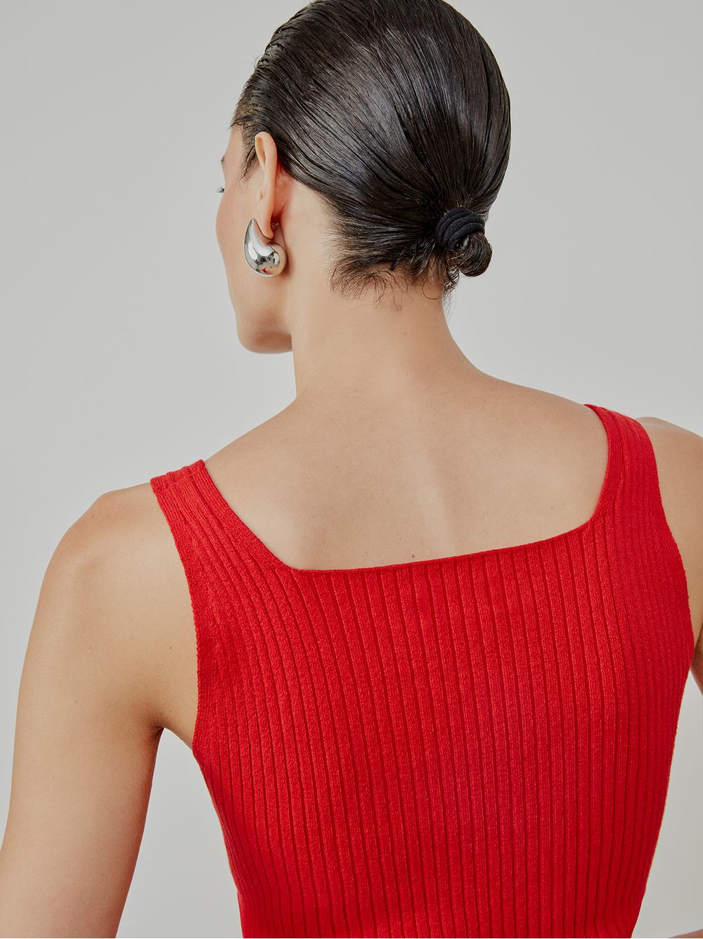 Anselmi — Top Cropped Decote Quadrado Vermelho