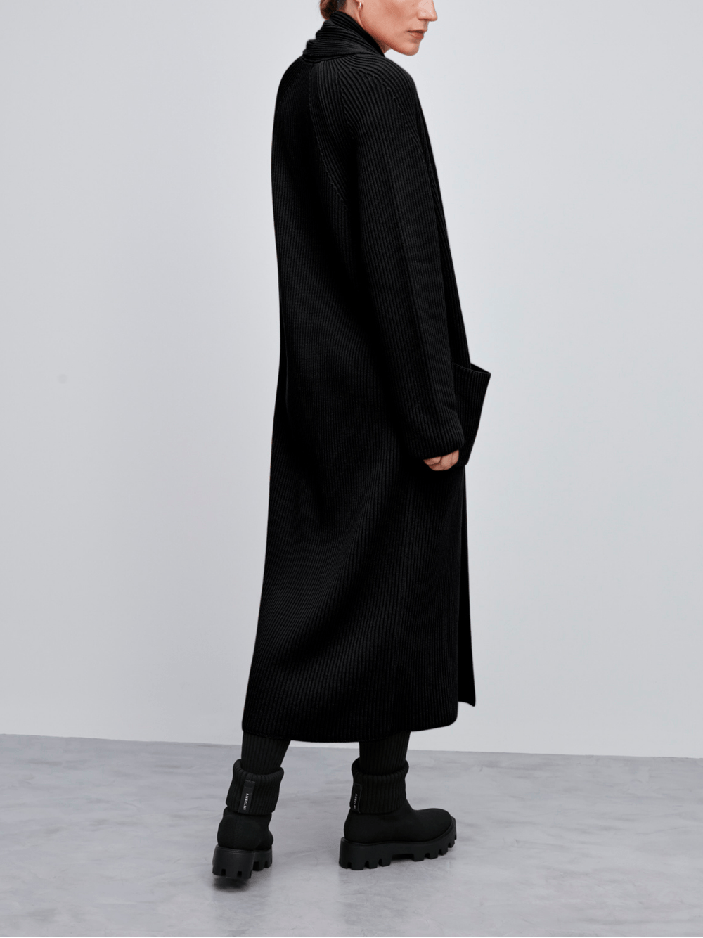 Anselmi — Maxi Casaco Com Bolsos Preto