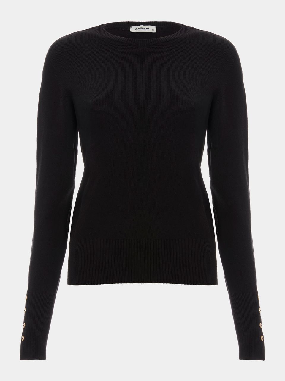 Blusa de Tricô 3d com Detalhe em Botões No Punho Preto