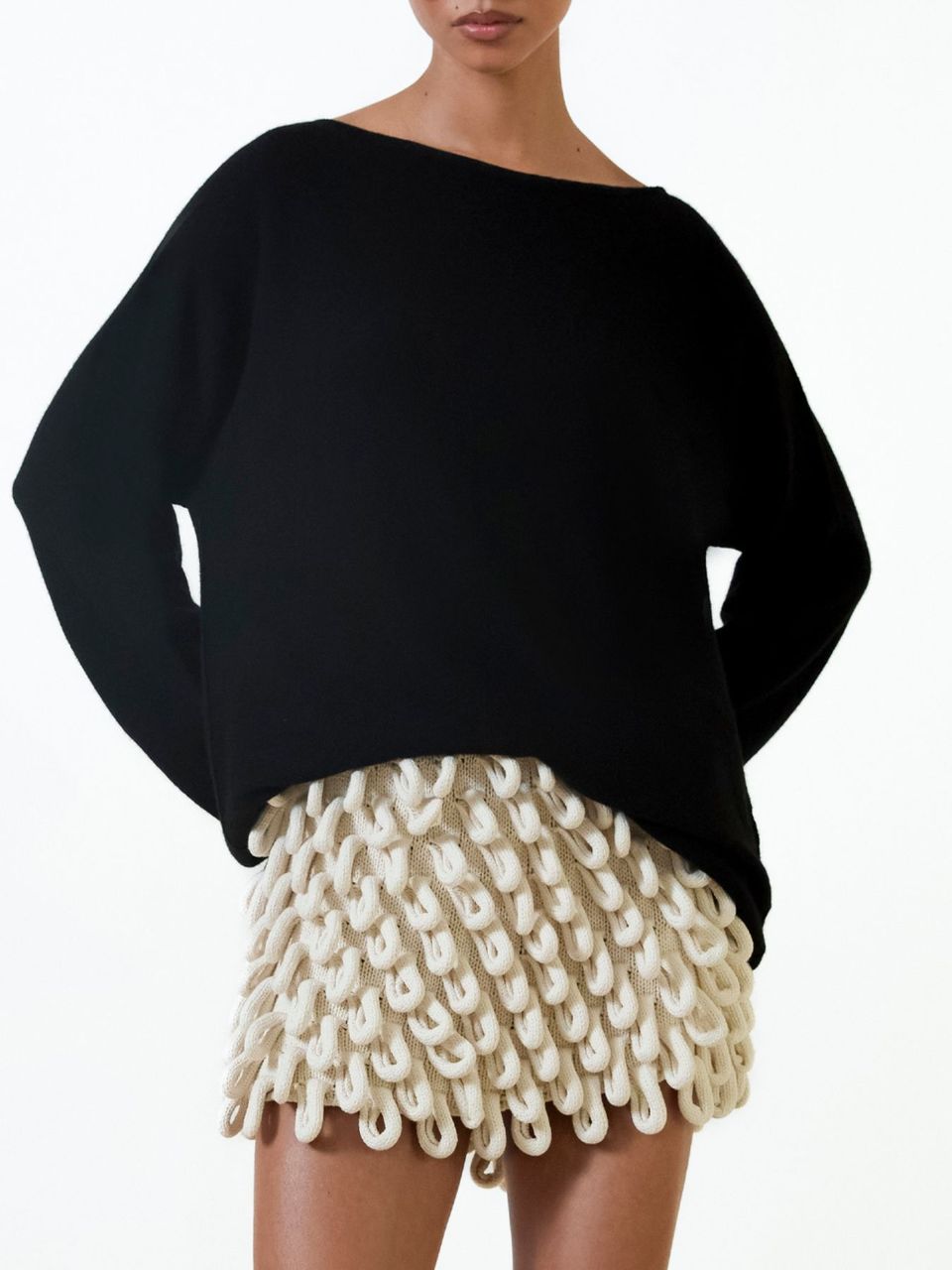 Suéter 100% Cashmere Gola Canoa Preto