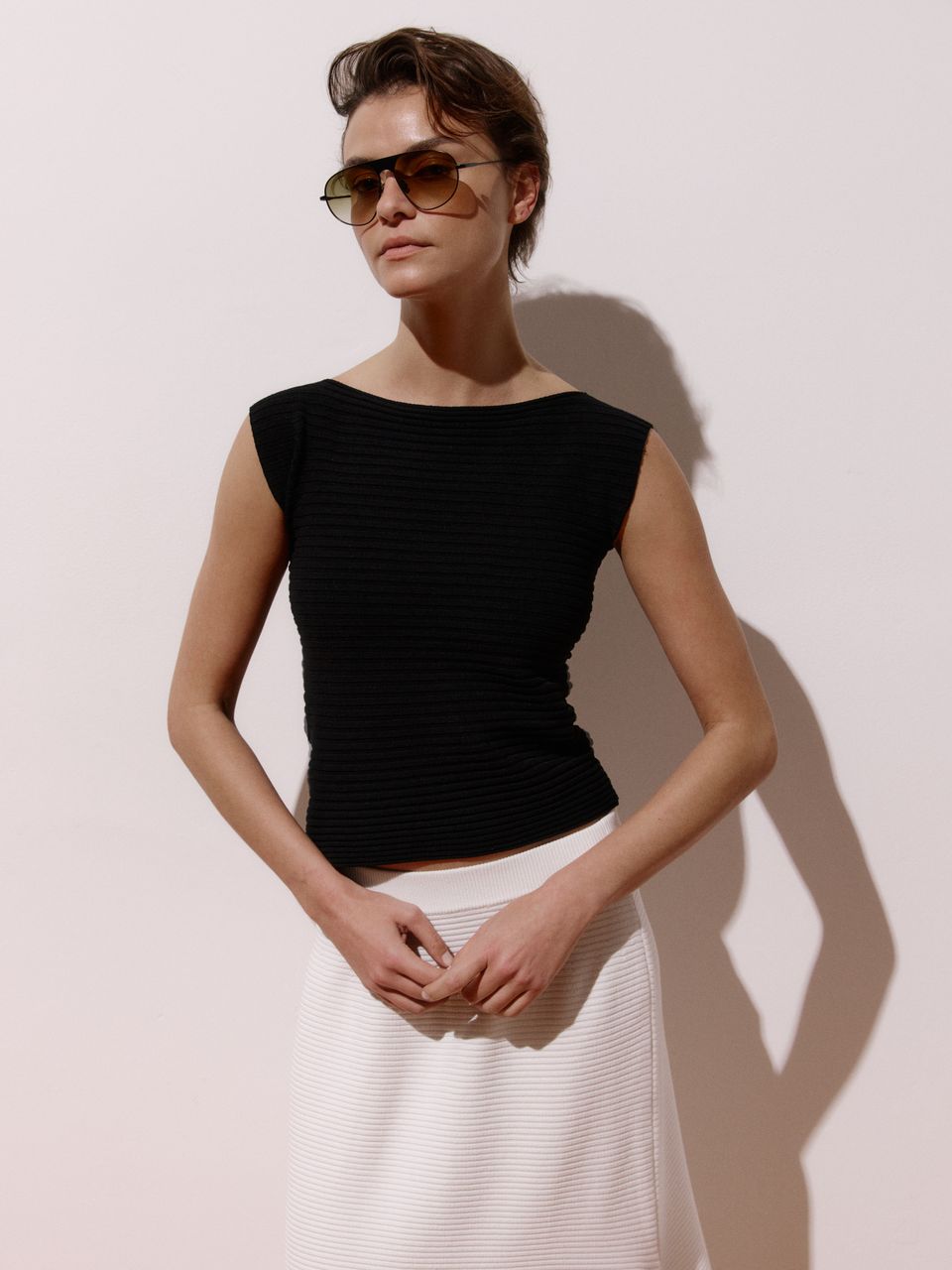 Blusa Curta Canelada Tencel™ Modal Preto