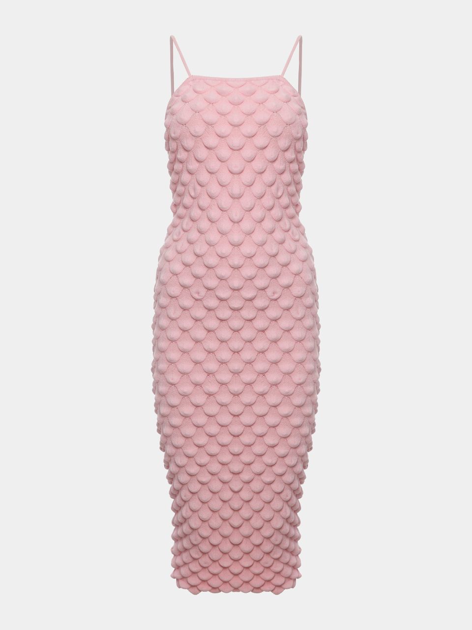 Vestido Midi Escamas Rosa Pó
