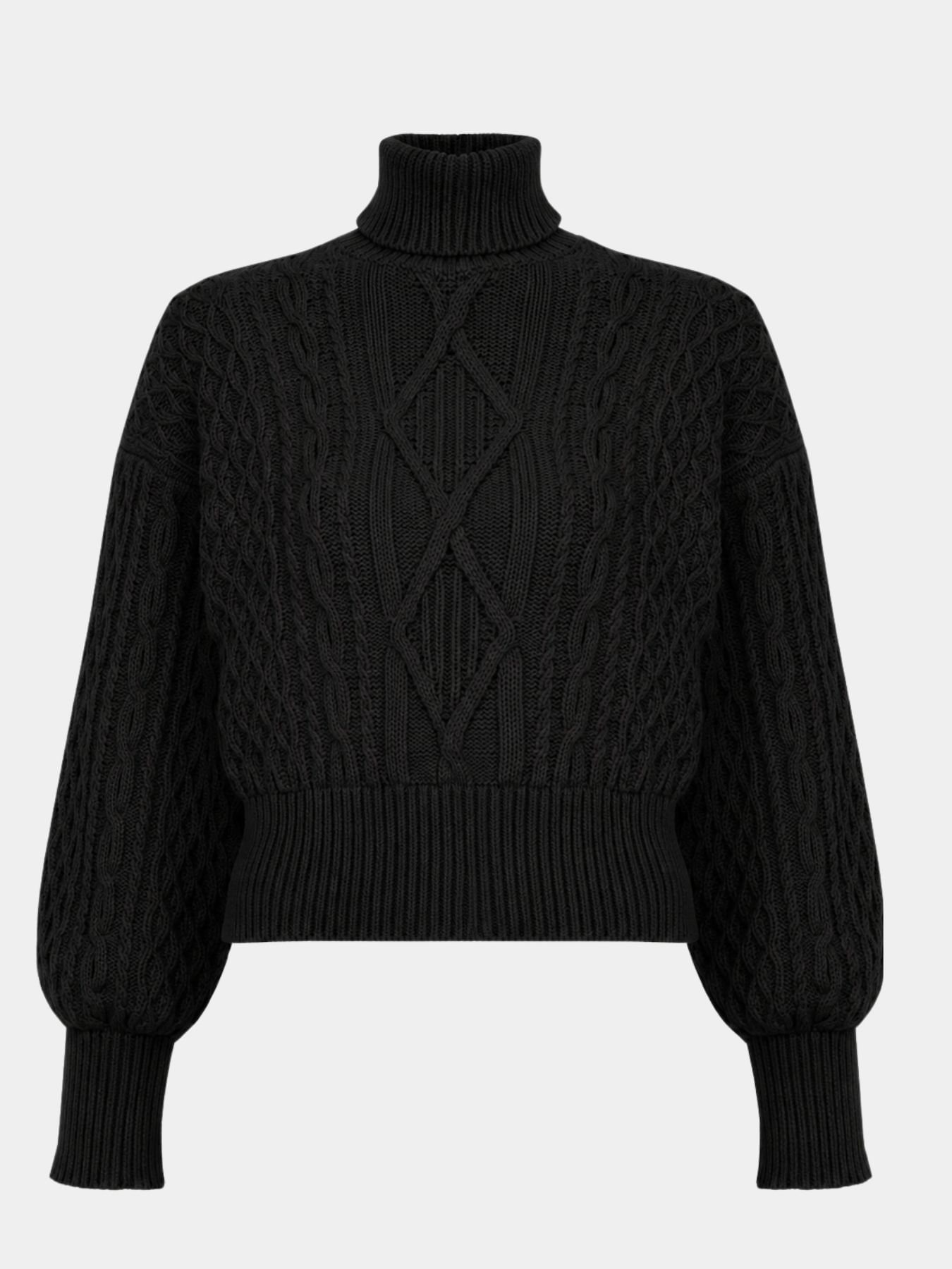 Blusa Aran Gola Alta Preto — Anselmi