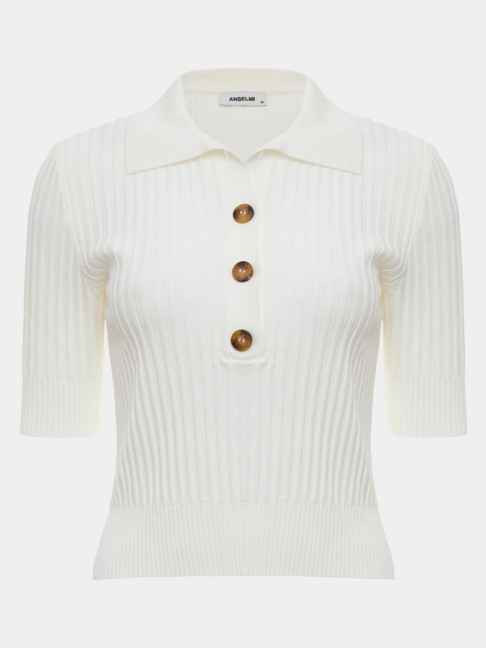 Blusa Polo de Tricô em Modal Off White